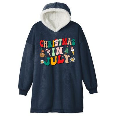 Christmas In July Shirts Groovy Xmas Summer Men Women Kids Hooded Wearable Blanket