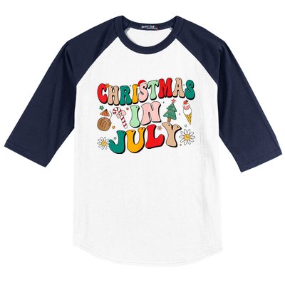 Christmas In July Shirts Groovy Xmas Summer Men Women Kids Baseball Sleeve Shirt