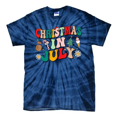 Christmas In July Shirts Groovy Xmas Summer Men Women Kids Tie-Dye T-Shirt