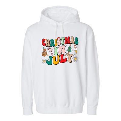 Christmas In July Shirts Groovy Xmas Summer Men Women Kids Garment-Dyed Fleece Hoodie