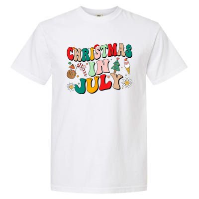 Christmas In July Shirts Groovy Xmas Summer Men Women Kids Garment-Dyed Heavyweight T-Shirt