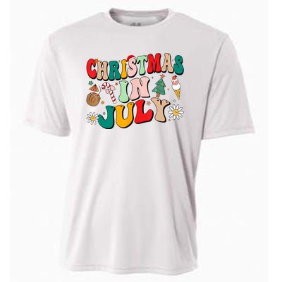 Christmas In July Shirts Groovy Xmas Summer Men Women Kids Cooling Performance Crew T-Shirt