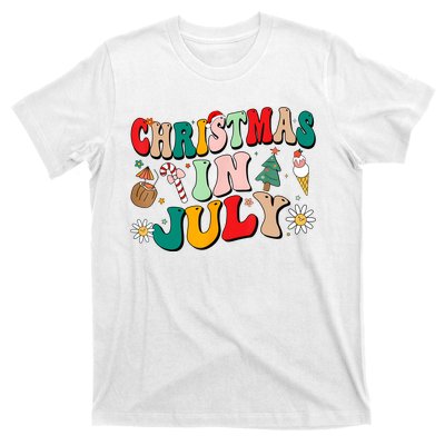 Christmas In July Shirts Groovy Xmas Summer Men Women Kids T-Shirt