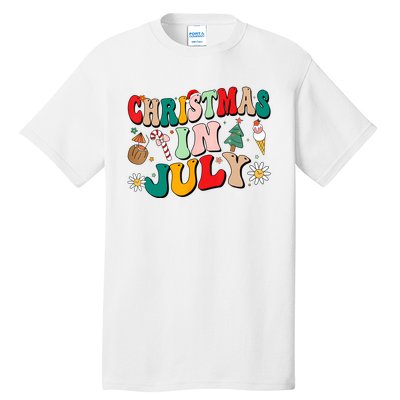 Christmas In July Shirts Groovy Xmas Summer Men Women Kids Tall T-Shirt