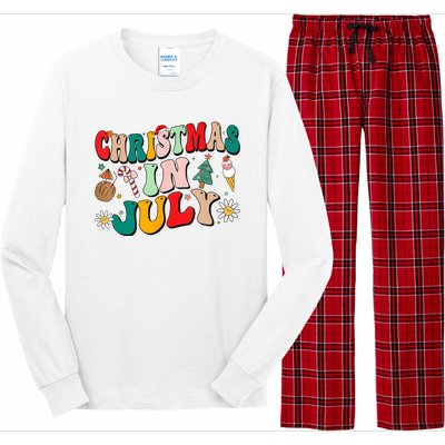 Christmas In July Shirts Groovy Xmas Summer Men Women Kids Long Sleeve Pajama Set