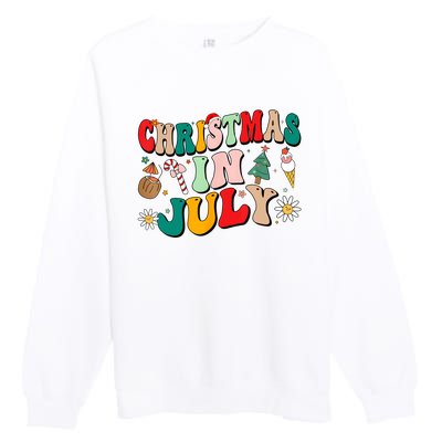 Christmas In July Shirts Groovy Xmas Summer Men Women Kids Premium Crewneck Sweatshirt