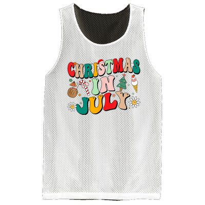 Christmas In July Shirts Groovy Xmas Summer Men Women Kids Mesh Reversible Basketball Jersey Tank