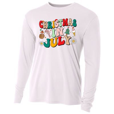 Christmas In July Shirts Groovy Xmas Summer Men Women Kids Cooling Performance Long Sleeve Crew