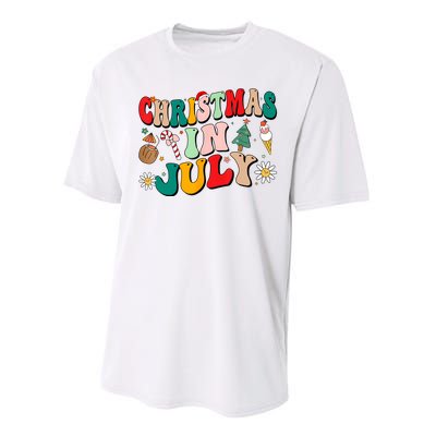 Christmas In July Shirts Groovy Xmas Summer Men Women Kids Performance Sprint T-Shirt