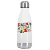 Christmas In July Shirts Groovy Xmas Summer Men Women Kids Stainless Steel Insulated Water Bottle