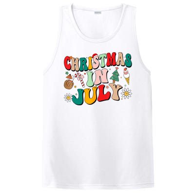 Christmas In July Shirts Groovy Xmas Summer Men Women Kids PosiCharge Competitor Tank