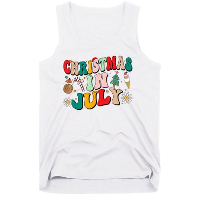 Christmas In July Shirts Groovy Xmas Summer Men Women Kids Tank Top