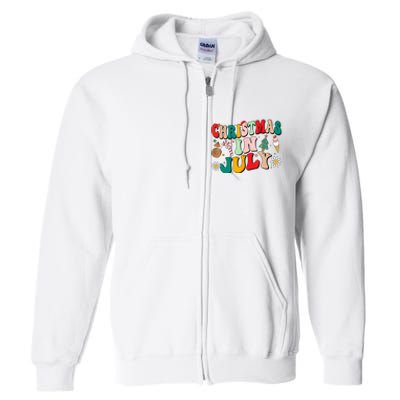 Christmas In July Shirts Groovy Xmas Summer Men Women Kids Full Zip Hoodie