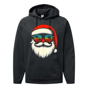 Christmas In July Santa Hat Sunglasses Beach Summer Vacation Performance Fleece Hoodie