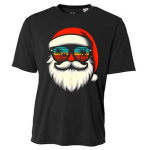 Christmas In July Santa Hat Sunglasses Beach Summer Vacation Cooling Performance Crew T-Shirt