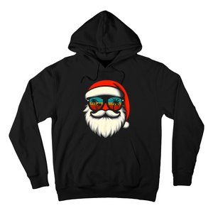 Christmas In July Santa Hat Sunglasses Beach Summer Vacation Hoodie