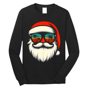 Christmas In July Santa Hat Sunglasses Beach Summer Vacation Long Sleeve Shirt