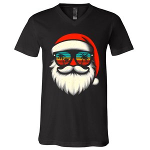 Christmas In July Santa Hat Sunglasses Beach Summer Vacation V-Neck T-Shirt