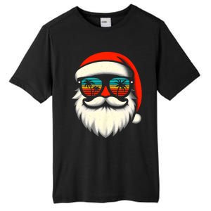 Christmas In July Santa Hat Sunglasses Beach Summer Vacation Tall Fusion ChromaSoft Performance T-Shirt