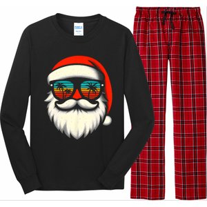 Christmas In July Santa Hat Sunglasses Beach Summer Vacation Long Sleeve Pajama Set