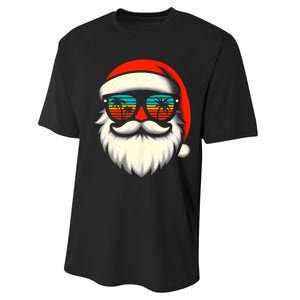 Christmas In July Santa Hat Sunglasses Beach Summer Vacation Performance Sprint T-Shirt