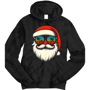 Christmas In July Santa Hat Sunglasses Beach Summer Vacation Tie Dye Hoodie