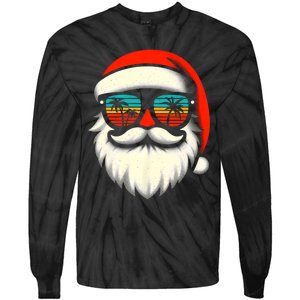 Christmas In July Santa Hat Sunglasses Beach Summer Vacation Tie-Dye Long Sleeve Shirt