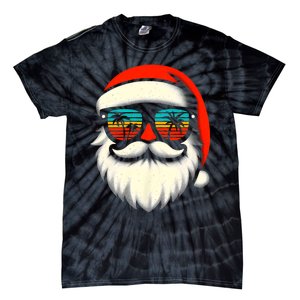 Christmas In July Santa Hat Sunglasses Beach Summer Vacation Tie-Dye T-Shirt