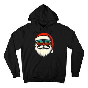 Christmas In July Santa Hat Sunglasses Beach Summer Vacation Tall Hoodie