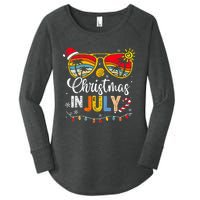 Christmas In July Santa Hat Sunglasses Summer Vacation Women's Perfect Tri Tunic Long Sleeve Shirt