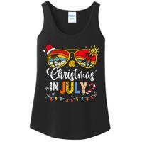 Christmas In July Santa Hat Sunglasses Summer Vacation Ladies Essential Tank