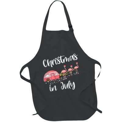 Christmas In July Funny Flamingo Pink Retro Camping Car Full-Length Apron With Pockets