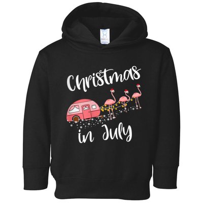 Christmas In July Funny Flamingo Pink Retro Camping Car Toddler Hoodie