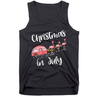 Christmas In July Funny Flamingo Pink Retro Camping Car Tank Top