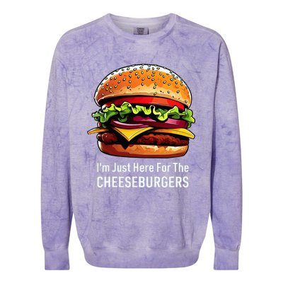 Cheeseburger IM Just Here For The Cheeseburgers Colorblast Crewneck Sweatshirt