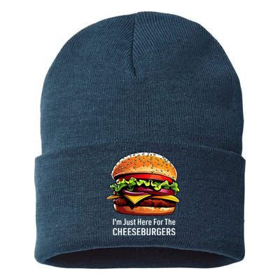 Cheeseburger IM Just Here For The Cheeseburgers Sustainable Knit Beanie