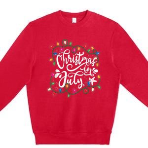 Christmas In July Lights Funny Summer Xmas  Wo  Premium Crewneck Sweatshirt