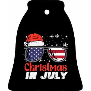 Christmas In July US Flag Santa Patriot Men Women Kids Boy Ceramic Bell Ornament