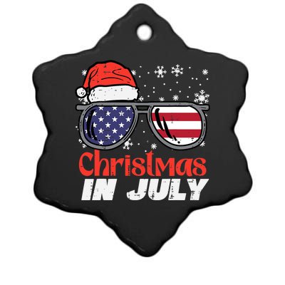 Christmas In July US Flag Santa Patriot Men Women Kids Boy Ceramic Star Ornament