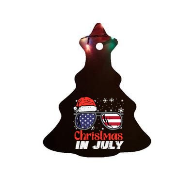 Christmas In July US Flag Santa Patriot Men Women Kids Boy Ceramic Tree Ornament