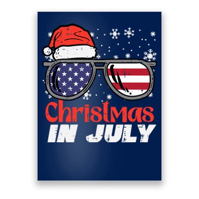 Christmas In July US Flag Santa Patriot Men Women Kids Boy Poster