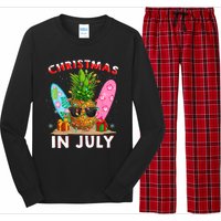 Christmas In July Pineapple Surf Santa Summer Tree Long Sleeve Pajama Set