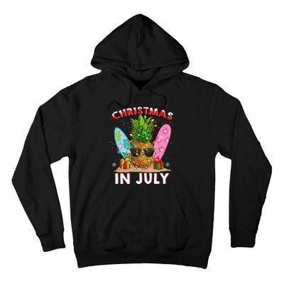 Christmas In July Pineapple Surf Santa Summer Tree Tall Hoodie