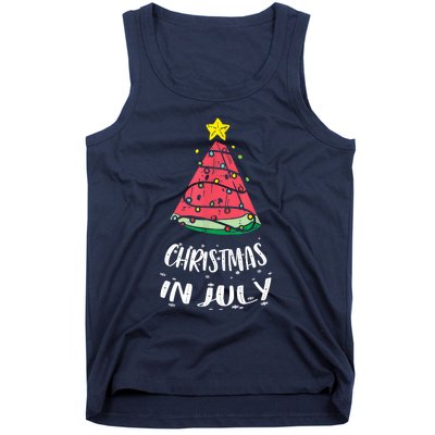 Christmas In July Watermelon Xmas Tree Summer Tank Top