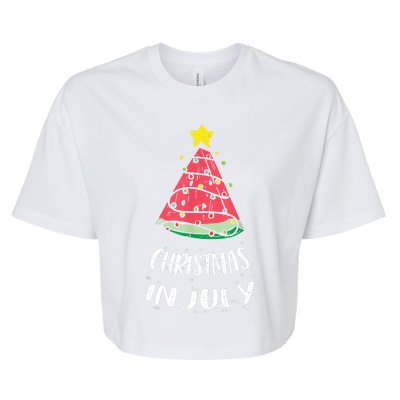 Christmas In July Watermelon Xmas Tree Summer Bella+Canvas Jersey Crop Tee