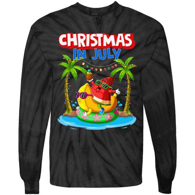 Christmas In July Watermelon Xmas Summer Tie-Dye Long Sleeve Shirt