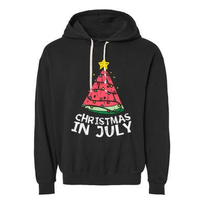 Christmas In July Watermelon Xmas Tree Summer Men Women Garment-Dyed Fleece Hoodie