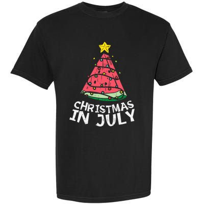 Christmas In July Watermelon Xmas Tree Summer Men Women Garment-Dyed Heavyweight T-Shirt