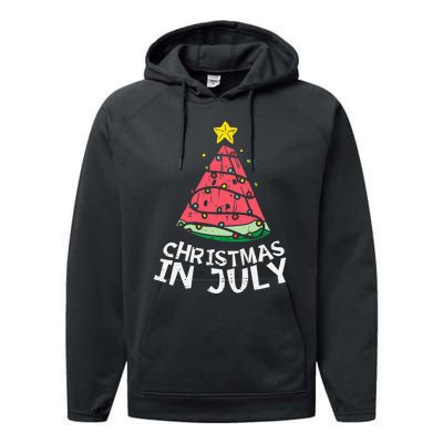 Christmas In July Watermelon Xmas Tree Summer Men Women Performance Fleece Hoodie