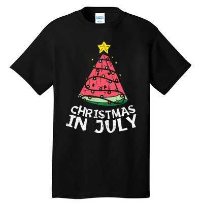 Christmas In July Watermelon Xmas Tree Summer Men Women Tall T-Shirt